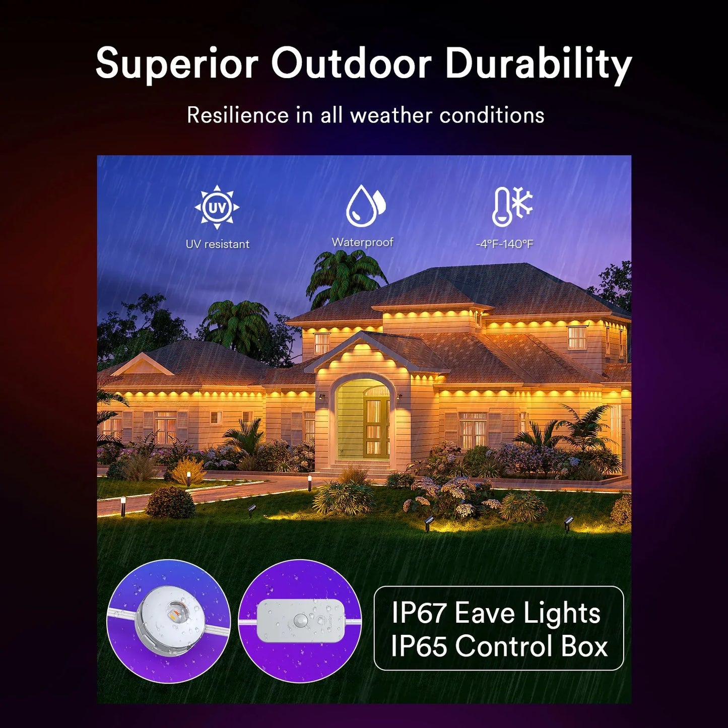 🔥First 100 :2nd Item 60% Off,RGB Eave Lights for Outdoor Use